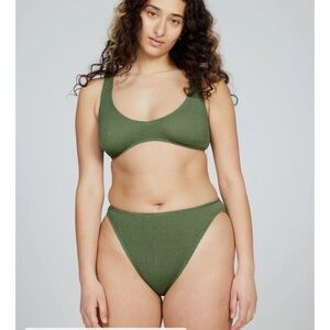 Youswim Olive Green Ribbed Scoop Bikini Set